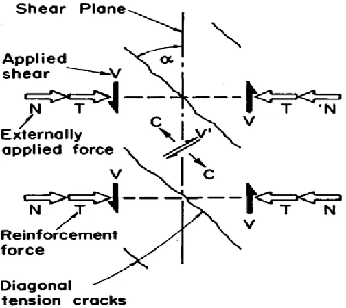 Figure 2.2 Shear transfer in initially uncracked concrete (Mattock and Hawkins, 1972)  