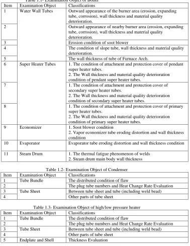 Table 1.2- Examination Object of Condenser  Classifications The distributed condition of flaw 