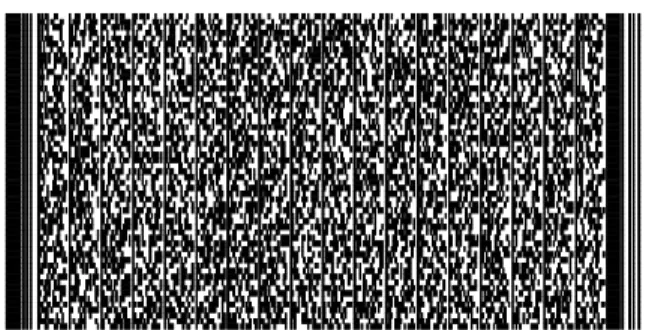 Figure 2: A PDF417 stacked bar code symbol. (This symbol encodes 1437 bytes of text data and is