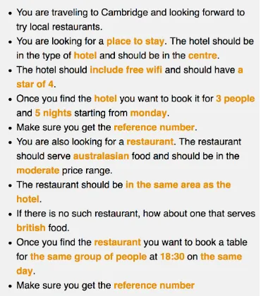 Figure 1: A sample task template spanning overthree domains - hotels, restaurants and booking.