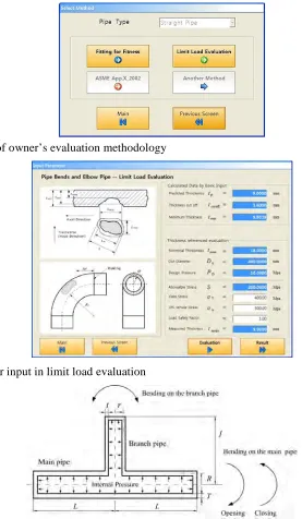 Figure 10. Screen for input in limit load evaluation 