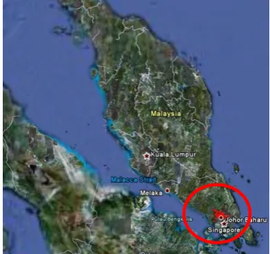 Figure 1.1 Location of Johor state (red circle) 