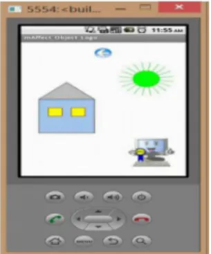 Figure 2. Programming in the m-AFOL mobile environment     Figure 3. Programming result and interaction with the tutoring agent 