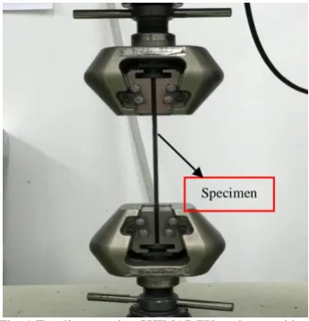 Fig. 1 Tensile test using SHIMADZU testing machine.  
