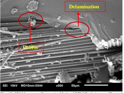 Fig. 12. SEM image on composite made of RTM technique on tensile test   