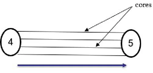 Figure 2.15: One super-channel id divided into multiple cores in SDM