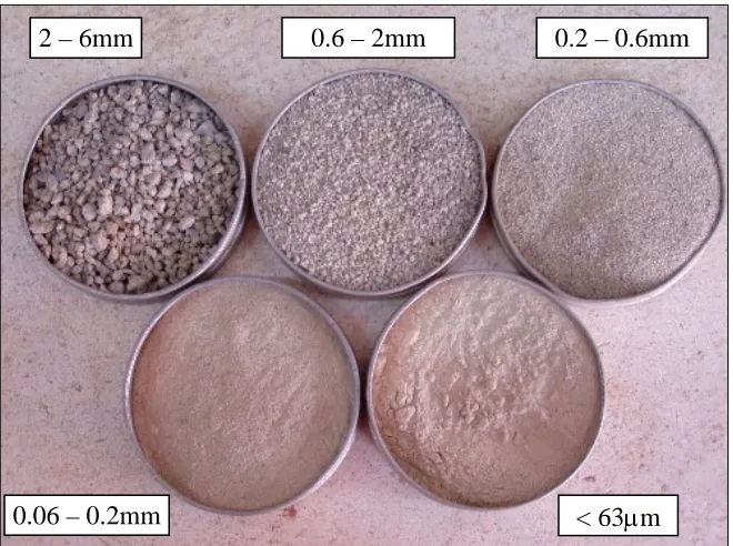 Figure 4.4: Infill sample divided according to the grain size 