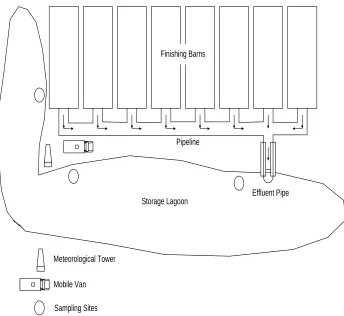 Figure 3.2. Schematic of Moore Farm, a conventional lagoon and spray technology facility