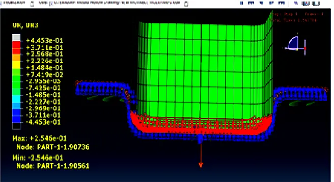 Fig. 10. Final step of simulation. Forming completed  and the core move up.
