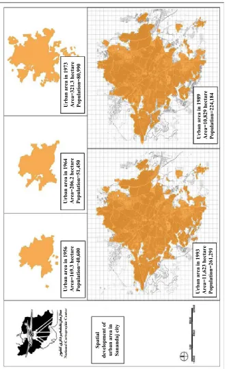 Figure 2: Spatial development of urban area in Sanandaj City. Source: Kurdistan organization of housing and urban development.