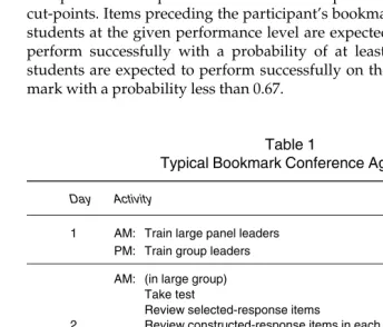 Table 1Typical Bookmark Conference Agenda