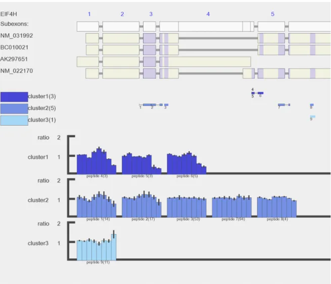 Figure 4. An example of detected gene EIF4H with incoherent peptide quantitative patterns in A431  cell line after Gefitinib treatment
