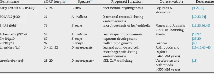 Table 1 – Functionally annotated micropeptides in Eukaryotes.