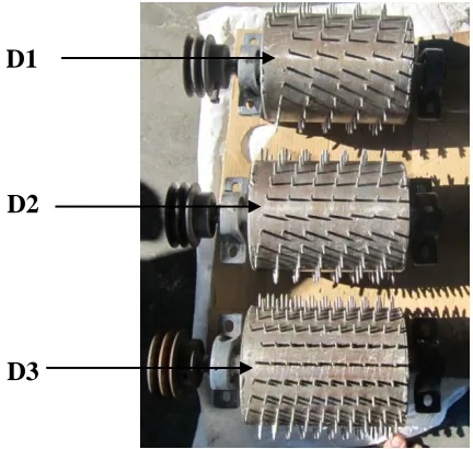 Fig. 3. the rasper cylinder was assembled on the frame and ready for testing 