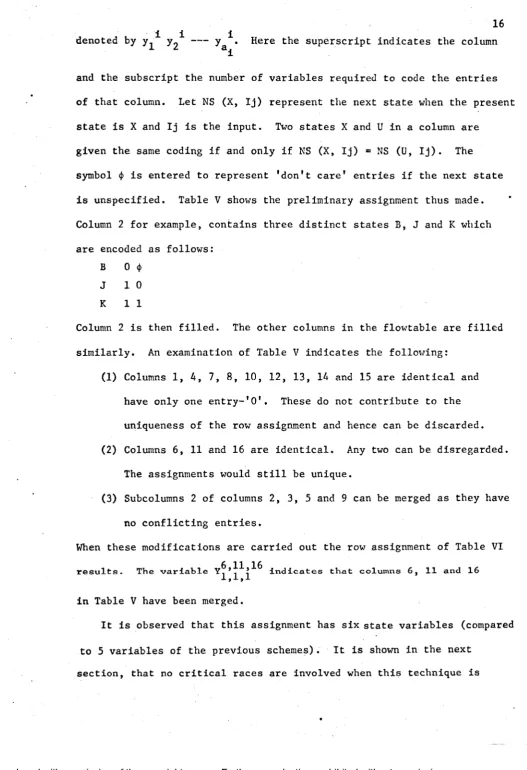 Table V shows the preliminary assignment thus made.