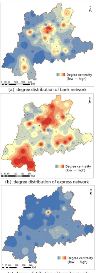 Fig. 3. DC distribution of the three networks in south-central Yunnan.   