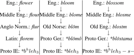 Figure 1: Examples of etymological ancestry fromWiktionary