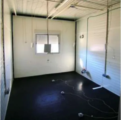 Fig. 5. Inner view of the test cell with lux meter distribution.  