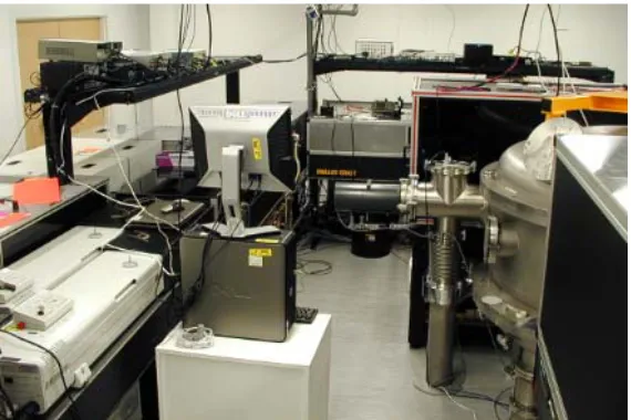 FIGURE 3. 40 TW laser system that delivers the beam through the floor (lower right) to Bunker C below