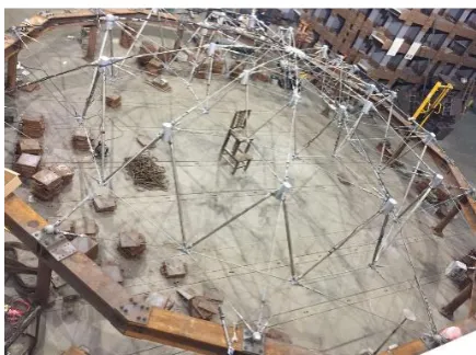 Fig. 1. Experimental model of herringbone ribbed cable dome. 