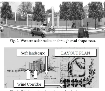 Fig. 2. Western solar radiation through oval shape trees.      
