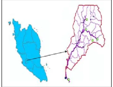 Fig. 1. Location of Langat River basin and its subbasins with  hydro-meteorological stations