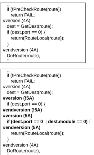Figure 2: Before and after a Release 5A change. Embold- Embold-ened lines are the code added by the programmer.