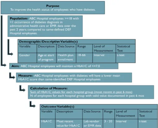 Figure 1. Evaluation plan. This figure illustrates an example of an evaluation plan with one aim.