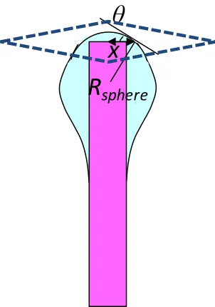 Figure 4.10. Schematic of liquid drop on the tip and the body of fiber. 