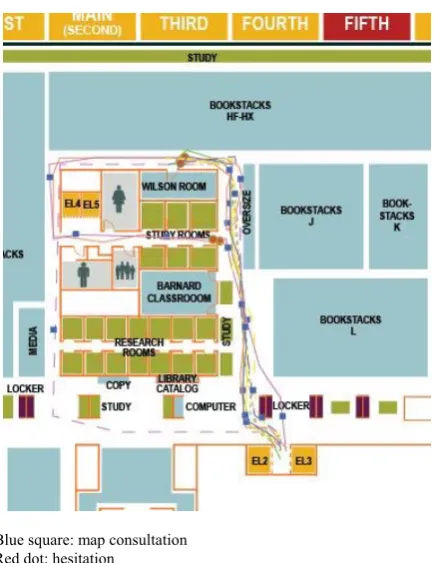 Fig. 4. Coded wayfinding performances example: Floor 5. 