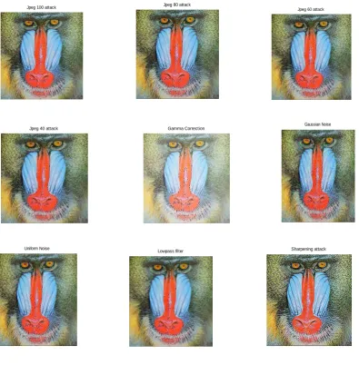 Figure 1. Original Image , Original Image in HSV, Watermarked image in HSV, Watermarked Image