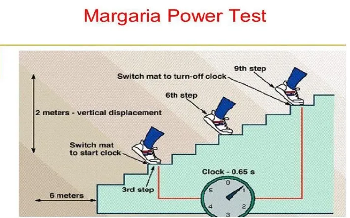 Figure 7: Represented the Margaria stair climb power test, which involved an individual starting 6 meters from the initial step and then running up as quick as possible by hitting every third step with their foot, until they got to the ninth step
