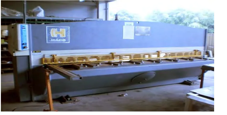 Figure 1.0: Shearing machine at Power Booster Sdn. Bhd. 