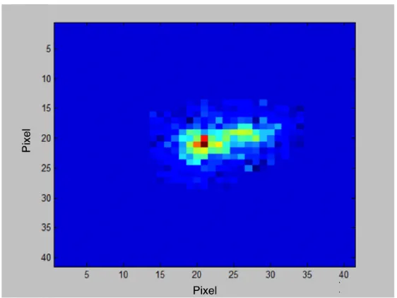 Figure 2.19:A single DNA molecule image operated by a “mask” pattern (pseudo color).
