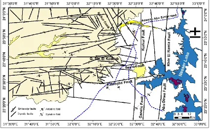 Fig. 7. A structural map of the study area compiled from satellite images and field checking