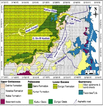 Fig. 2. 3D model of the digital elevation relief data covering Kurkur-Dungul area. tools enable the representation and characterization of earth surfaces, landform structure and other geomorphologic 