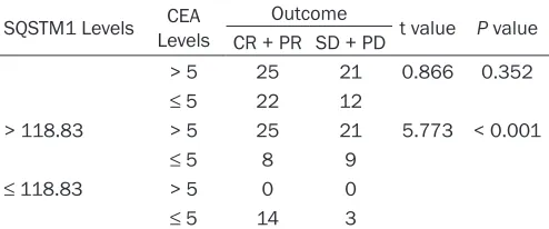 Table 6. Outcome after therapy according to initial CEA and SQSTM1 levels