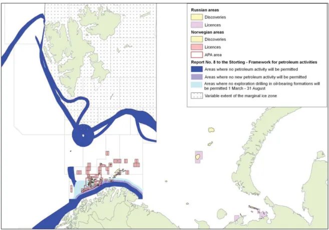 Figure 9. Map reflecting current status of petroleum activities in the  Barents sea (source: the Norwegian