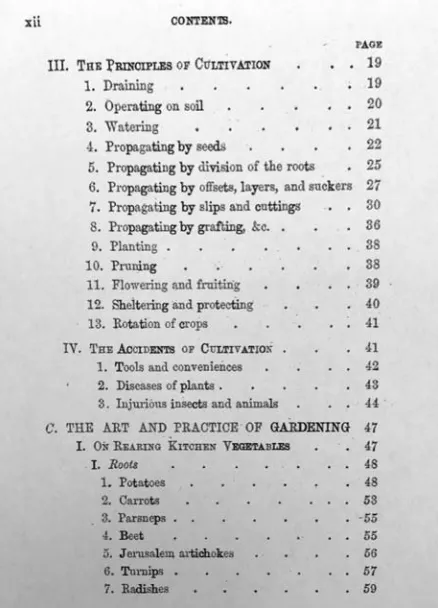 figure 1. part of the table of contents from edward kemp, Hand-book of 