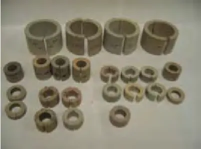 Fig. 3. Pyrophyllite specimens fractured by quenching  
