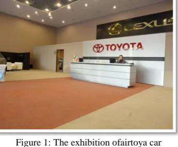 Figure 2: the exhibition of airtoya car The exhibition of central car has a size as 150 m2 with rectangular section and the height of the roof is 3m and 