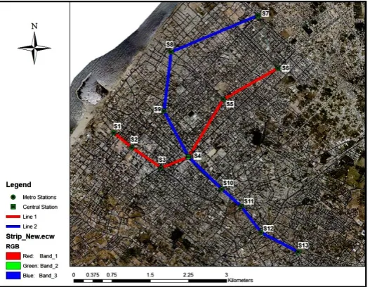 Figure 12: The three Metro lines 