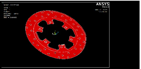 Figure 3.2.Shows Total Deformation of Disc Brake. Deformation is 0.144402 mm Figure 3.2.Deformation of disk brake with circular hole  