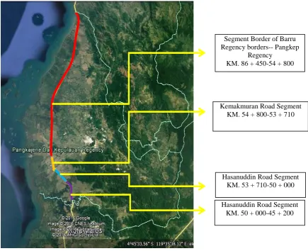 Figure 1. Road Segment of Pangkep Regency Source: Google Earth, 2017 