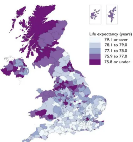 Figure 9: Differences in life expectancy due to social class 