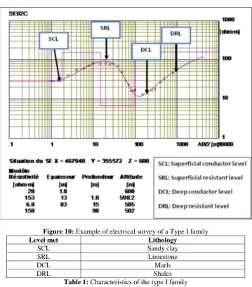 Figure 10: Level met  Example of electrical survey of a Type I family  Lithology 
