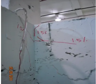 Fig. 9. Wider cracks were observed at +1.5% drift. 