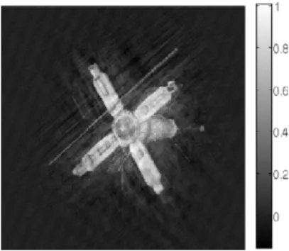 Fig. 6. Deblurring result using two images. Relative error = 0.3104.