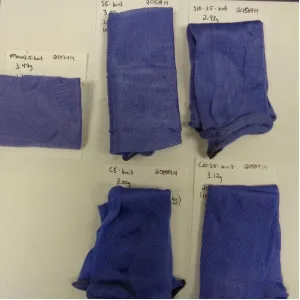 Figure 12: Total EZ Dye additive concentration of 2.5%. Top row is mono, sheath (50%) and sheath (25%)
