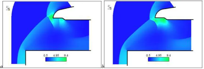 Fig. 6. Density Distributions, a - t=31.1, b - t=31.1+T/2 